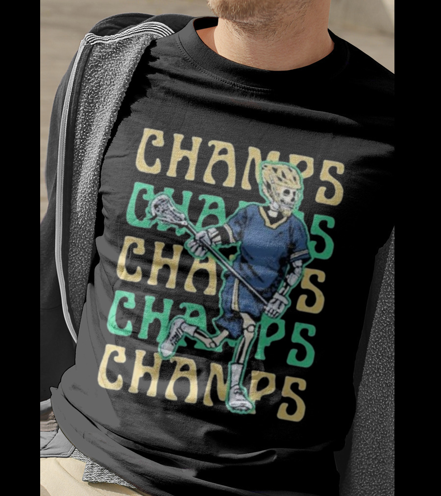 Notre Dame Fighting Irish Skeleton Lacrosse Champs T-Shirt