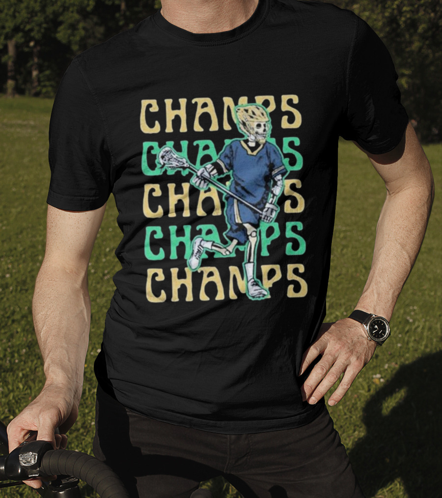 Notre Dame Fighting Irish Skeleton Lacrosse Champs T-Shirt