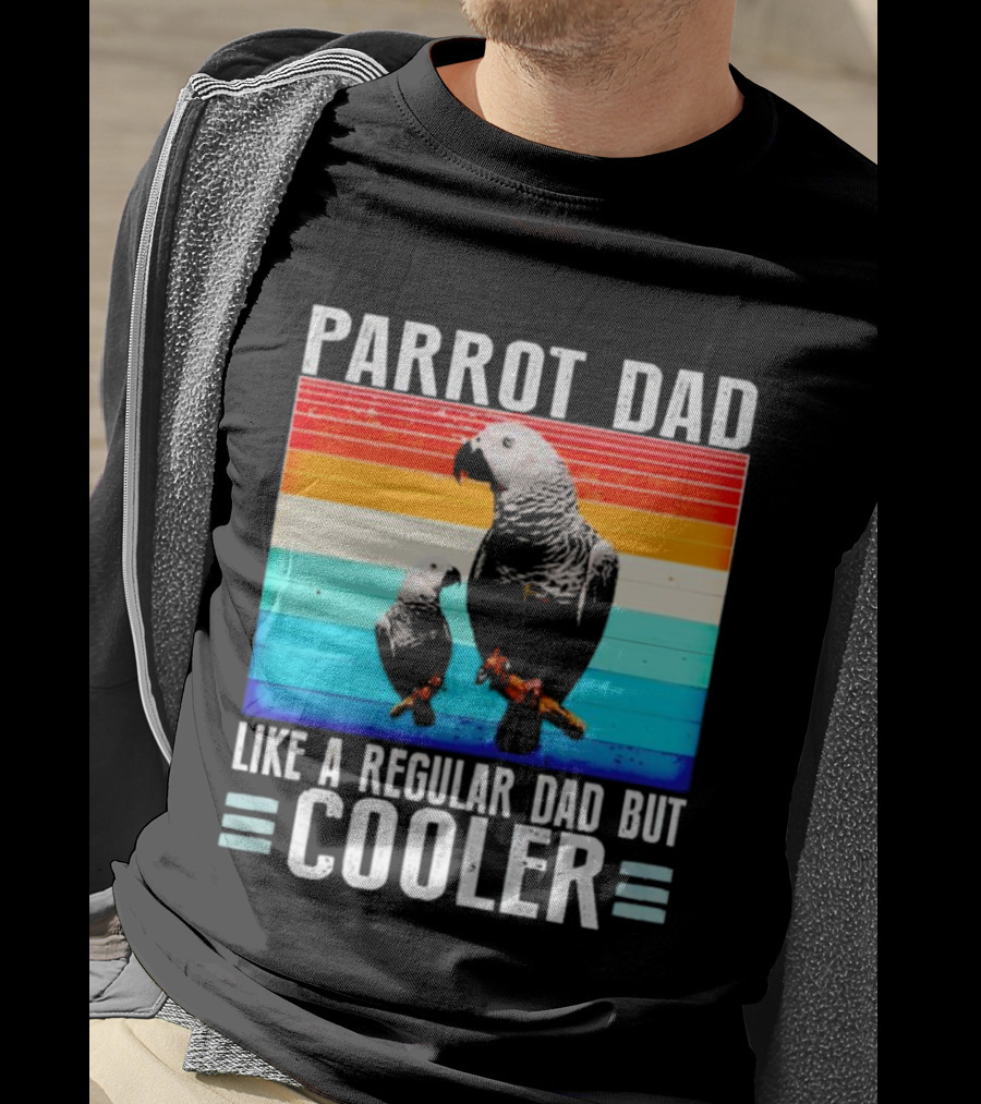 Parrot Dad Like A Regular Dad But Cooler Retro Stripes T-Shirt