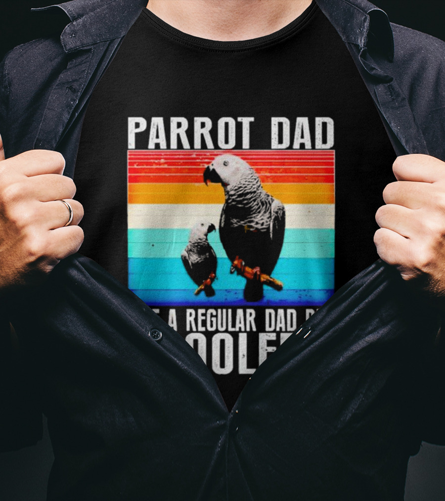 Parrot Dad Like A Regular Dad But Cooler Retro Stripes T-Shirt