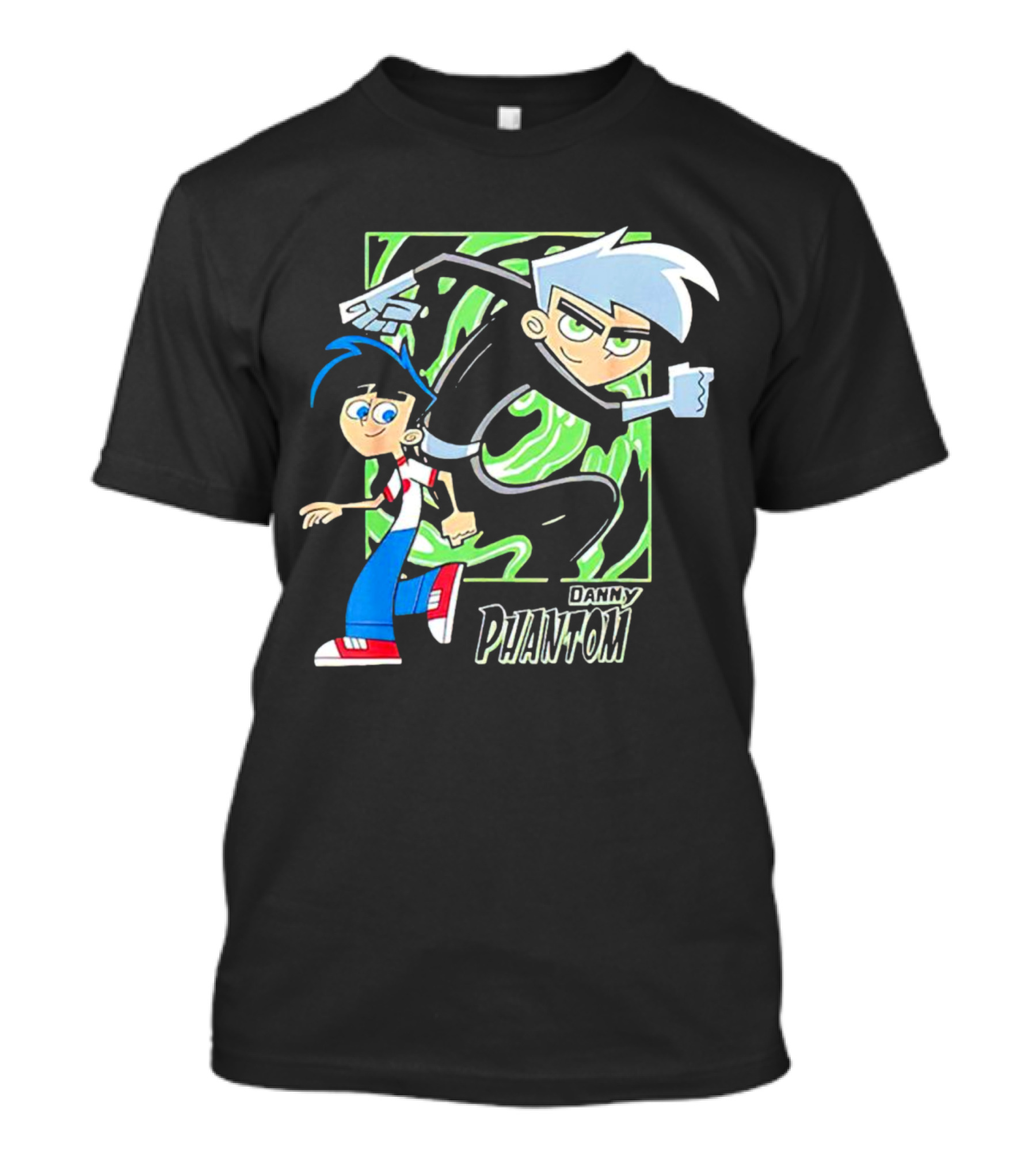 Danny Phantom Cartoon Artwork With Ghostly Green Swirl T-Shirt