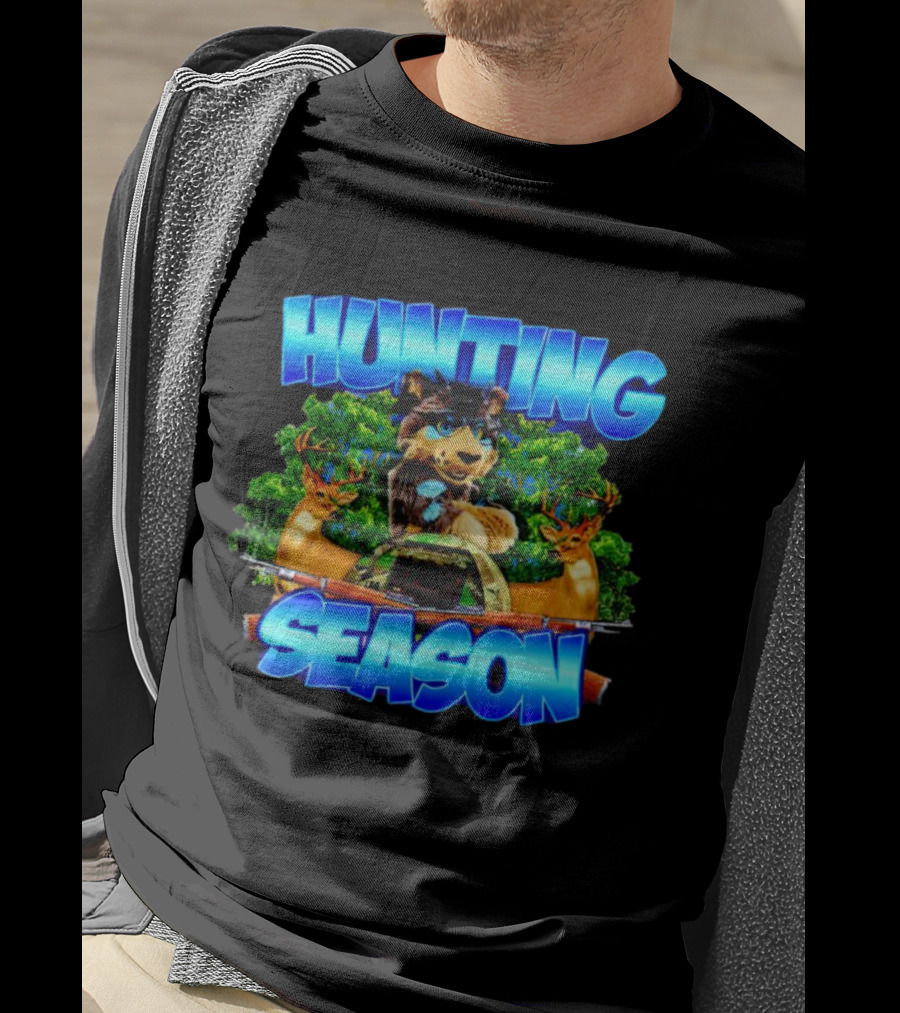 Hunting Season Wolf And Deer Forest Scene T-Shirt