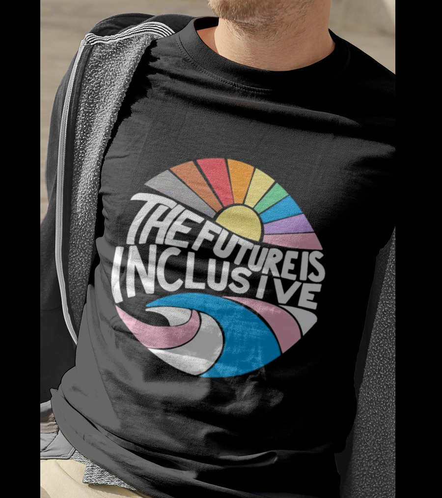 The Future Is Inclusive Rainbow Pride Wave Sunburst T-Shirt
