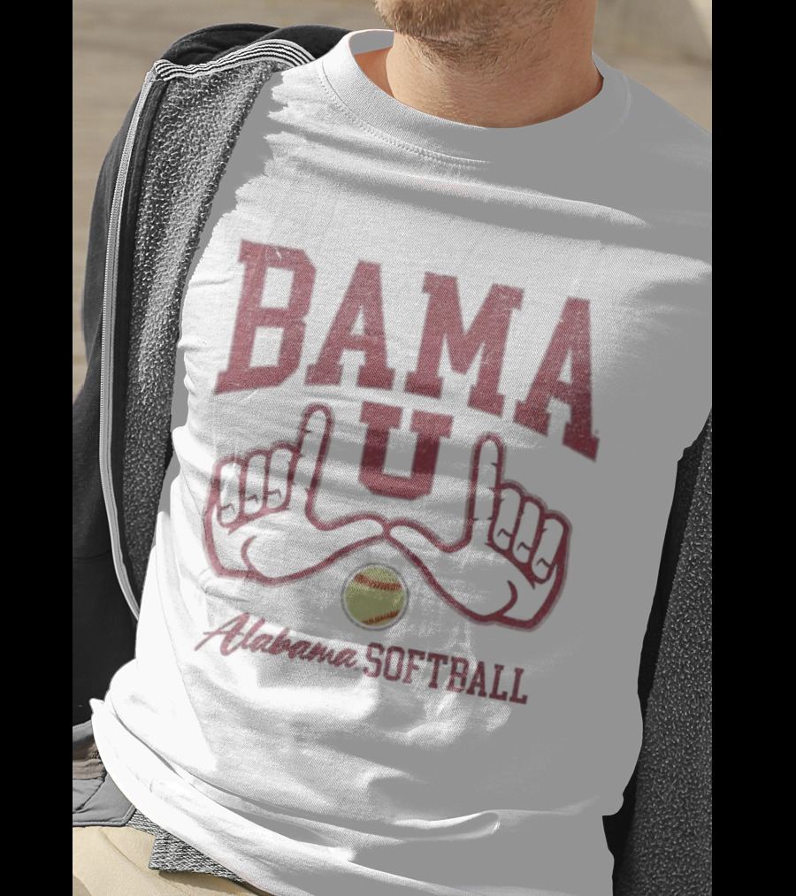 Bama U Alabama Softball Hands With Yellow Softball T-Shirt