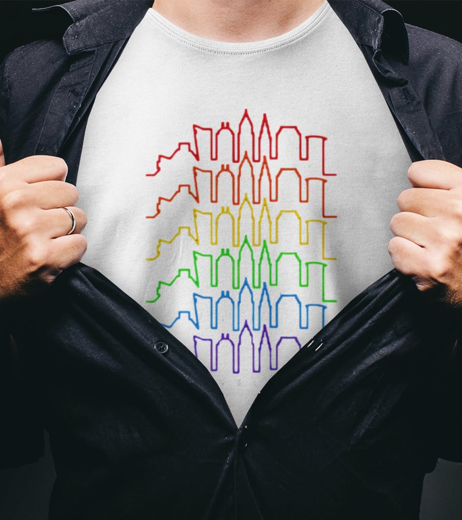 Cleveland Skyline Rainbow Colors T-Shirt