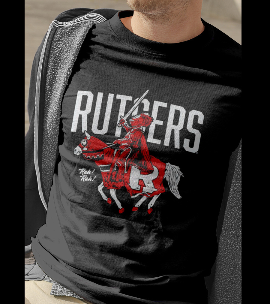 Rutgers Knights Rah Rah Iconic Sword-Wielding Mascot On Horseback T-Shirt