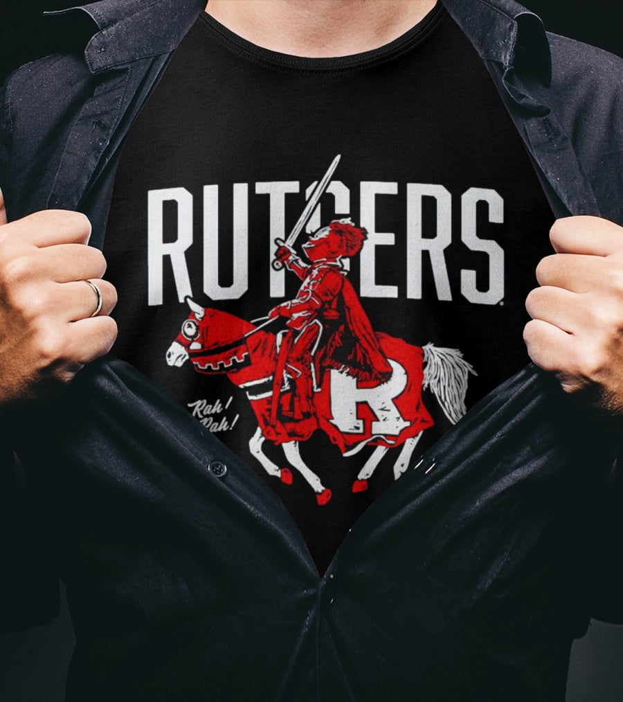 Rutgers Knights Rah Rah Iconic Sword-Wielding Mascot On Horseback T-Shirt