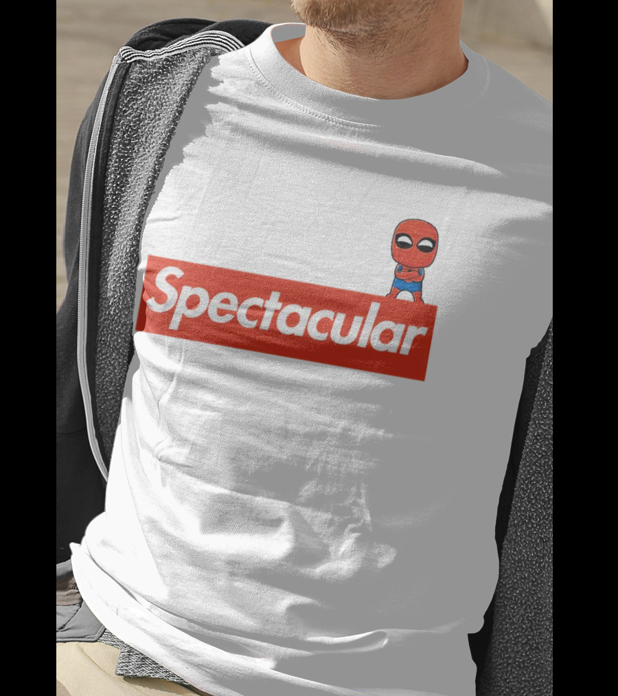 Spectacular Spider-Man Comic Look With Iconic Red Block T-Shirt