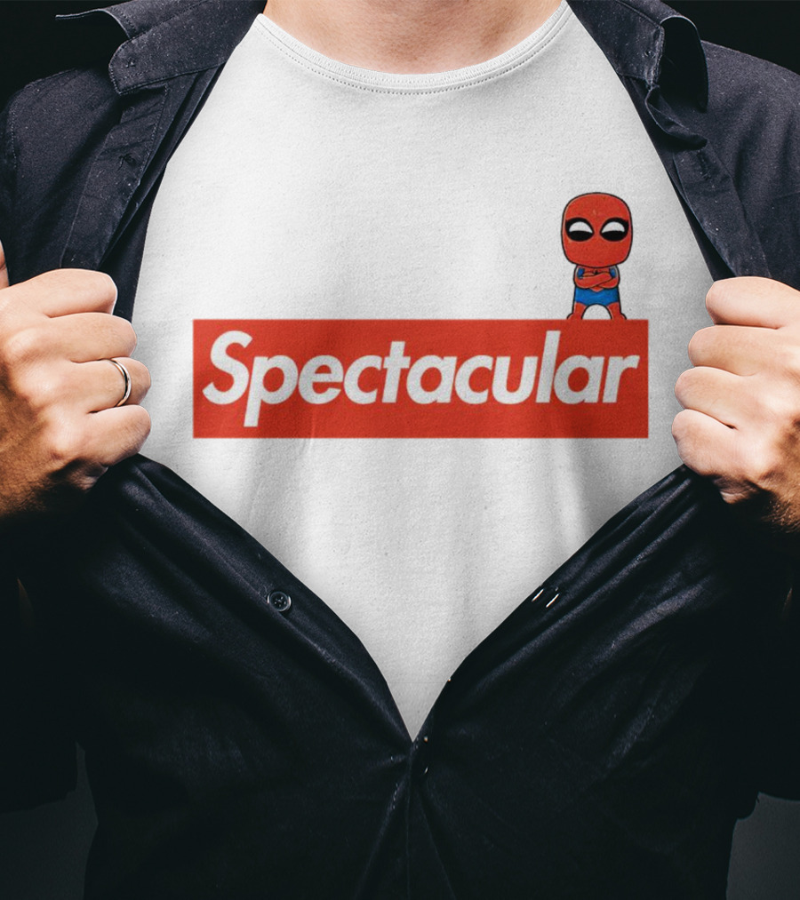 Spectacular Spider-Man Comic Look With Iconic Red Block T-Shirt