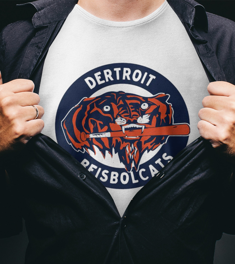 Dertroit Beisbolcats Tiger Logo With Baseball Bat T-Shirt