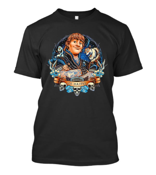 Arendelle Ice Master With Olaf And Sven Skulls And Roses Tattoo T-Shirt