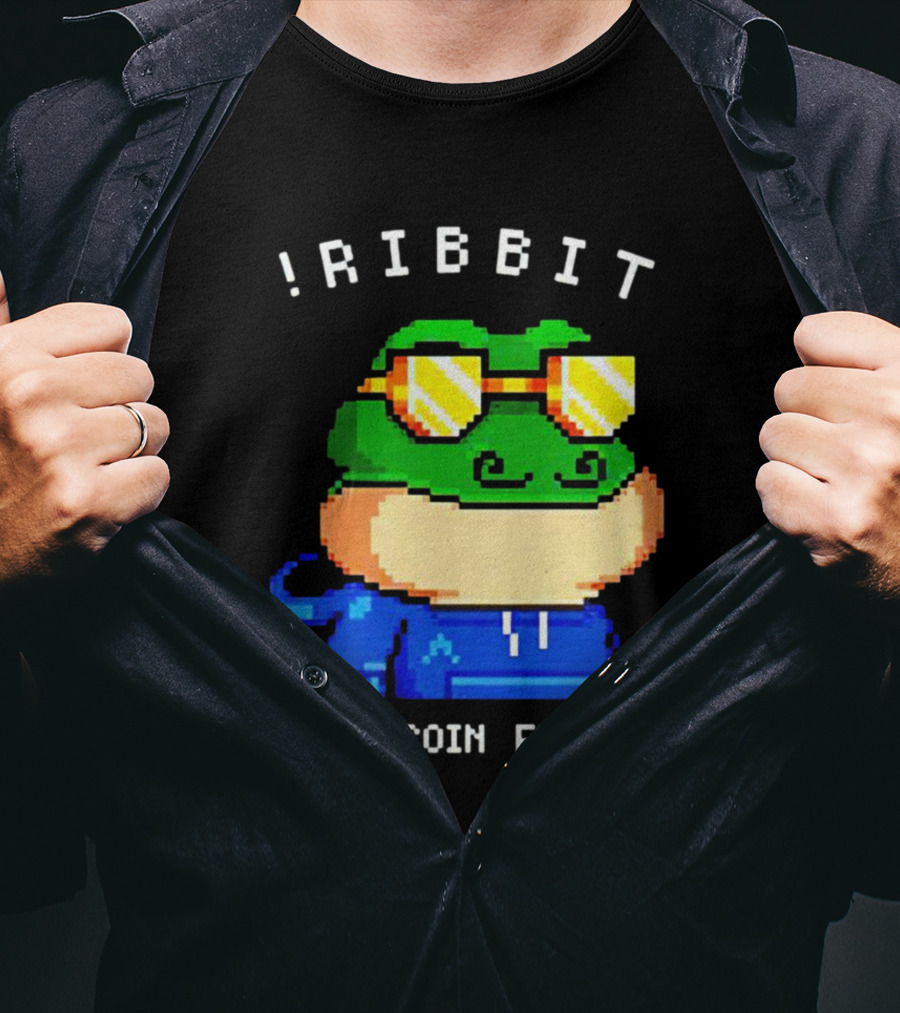 Ribbit Bitcoin Frogs Pixel Art Frog With Sunglasses T-Shirt
