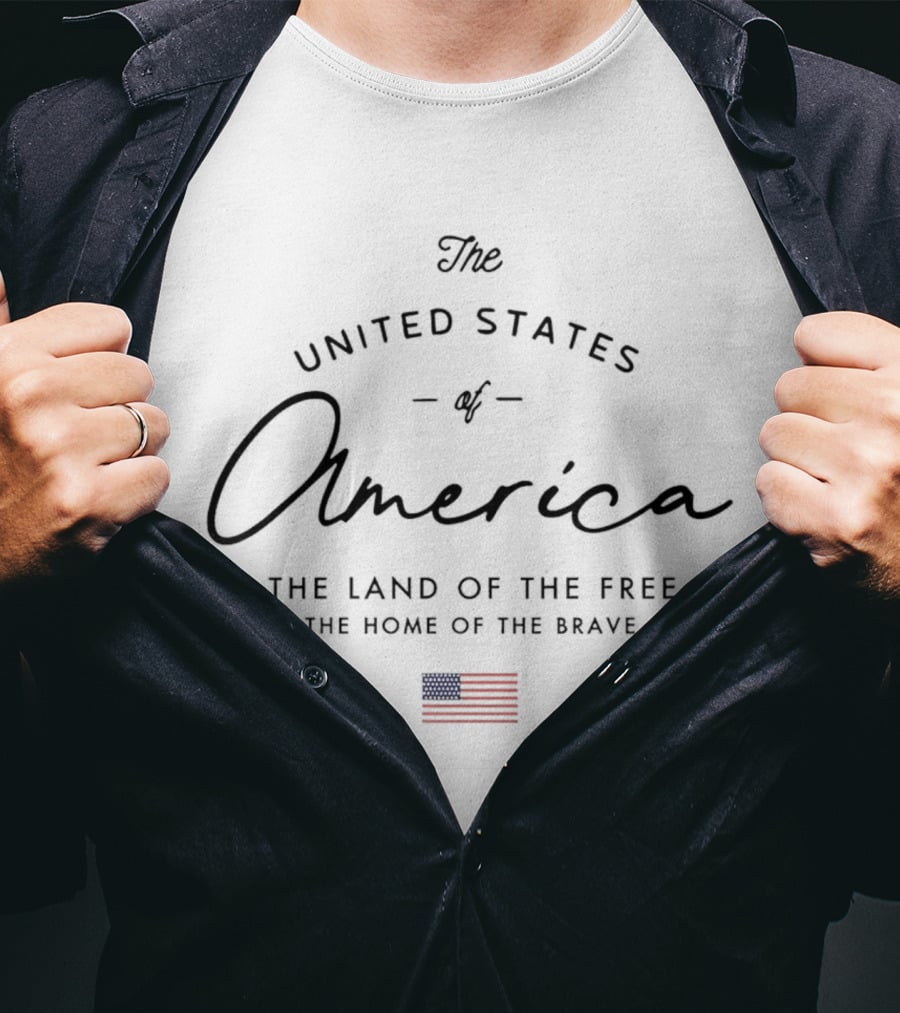 The United States Of America The Land Of The Free The Home Of The Brave With American Flag T-Shirt