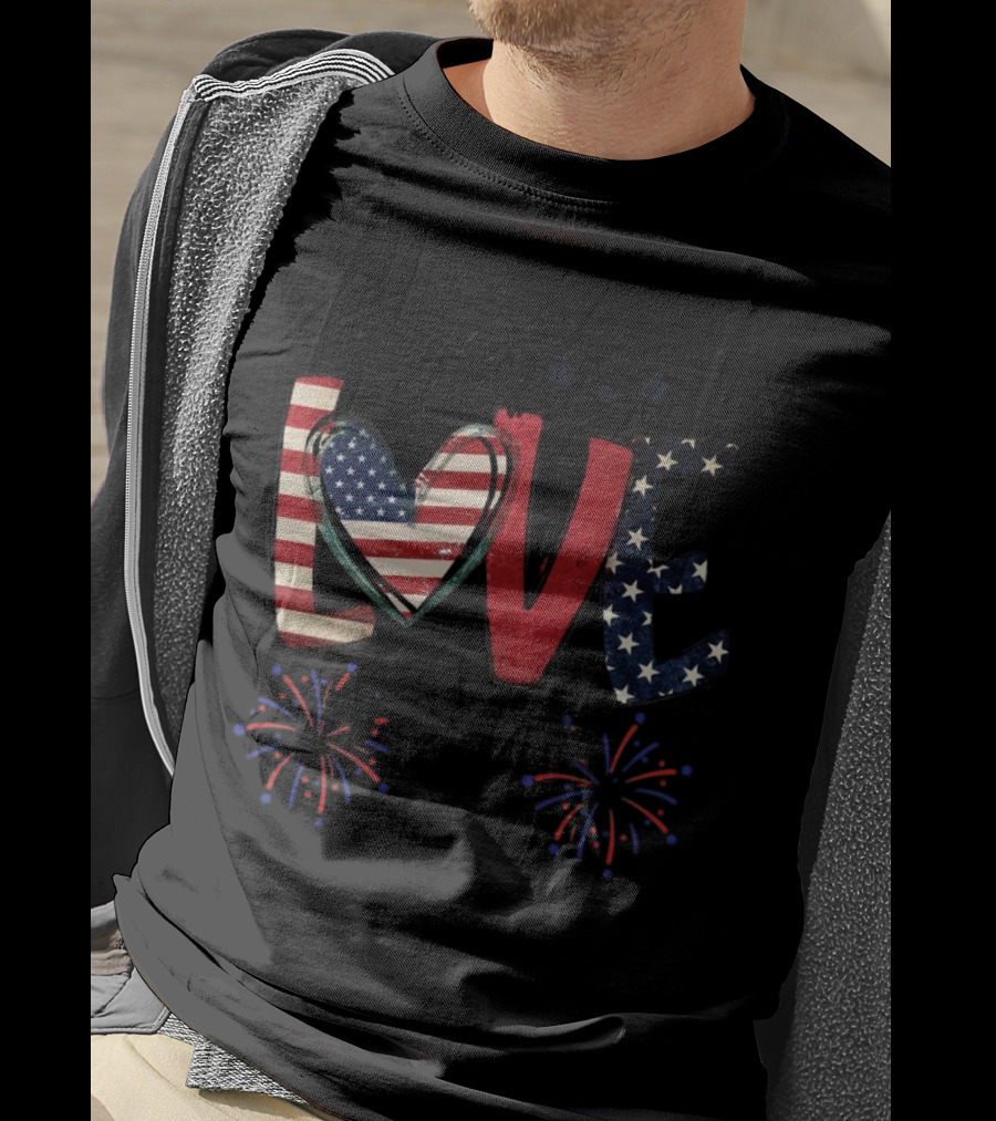 For The Love Of The USA Independence Day Stars And Stripes Fireworks T-Shirt