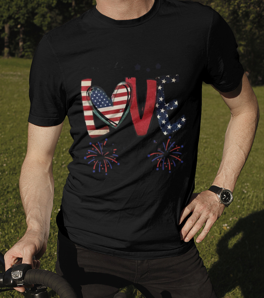 For The Love Of The USA Independence Day Stars And Stripes Fireworks T-Shirt