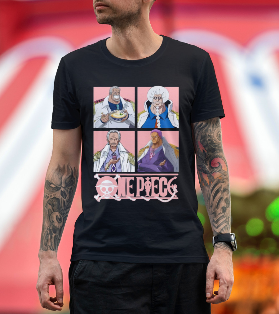 One Piece Garp Sengoku Tsuru and Zephyr Characters T-Shirt