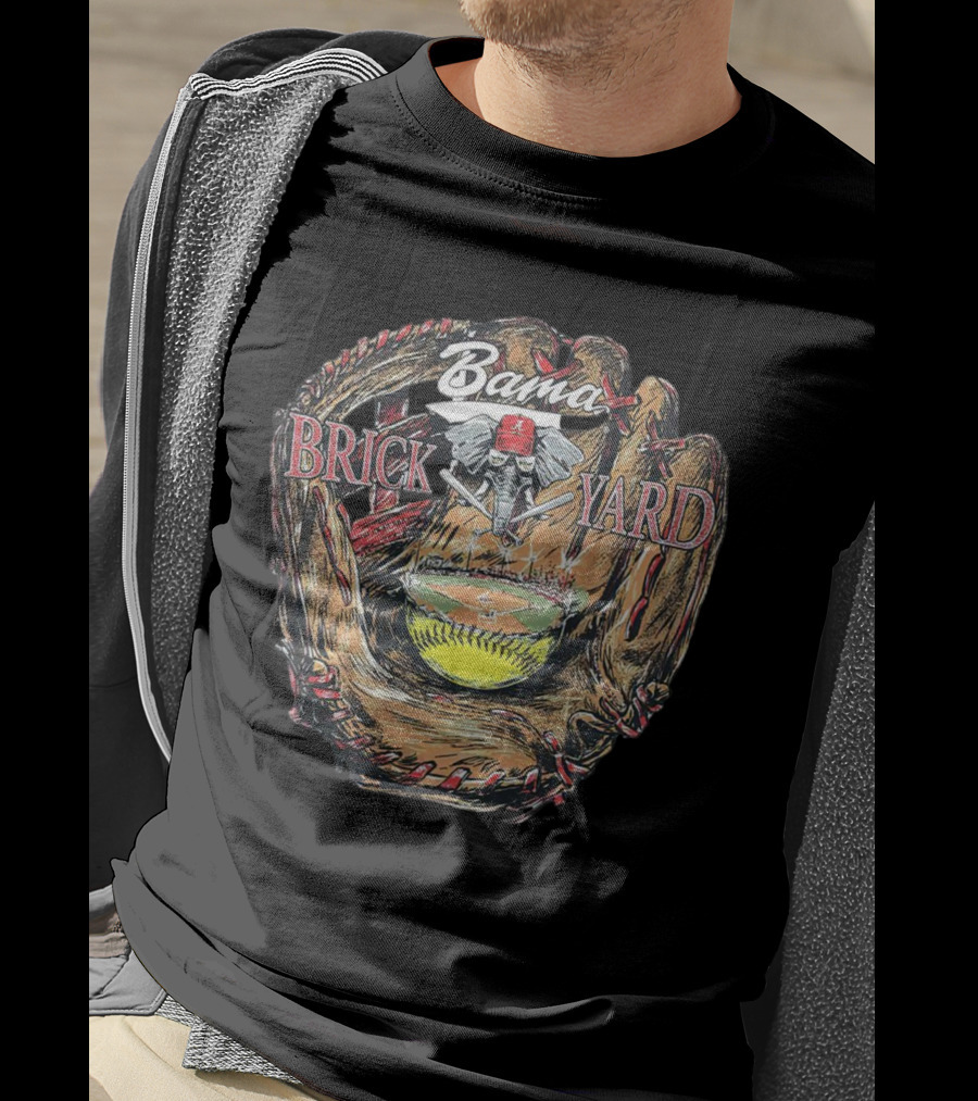 Bama Brick Yard Baseball Elephant Glove Stadium T-Shirt