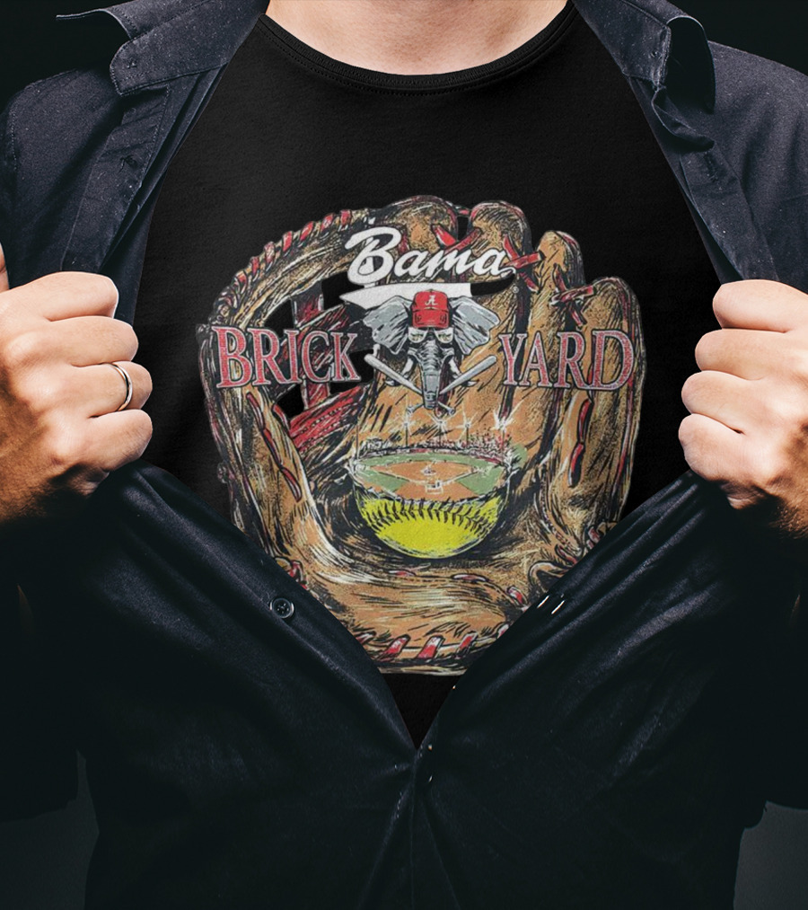 Bama Brick Yard Baseball Elephant Glove Stadium T-Shirt