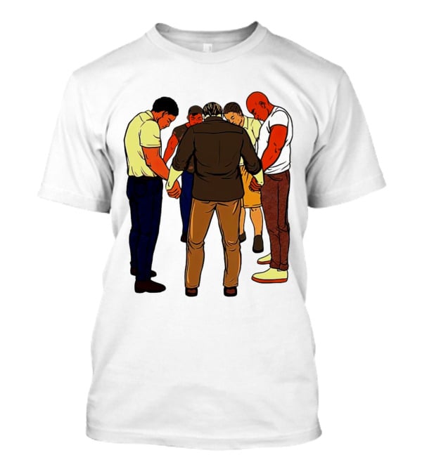 Black Men Praying In Circle Together T-Shirt