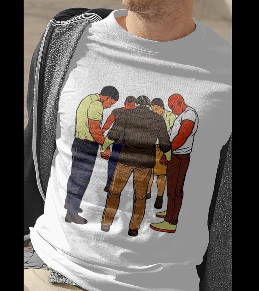 Black Men Praying In Circle Together T-Shirt