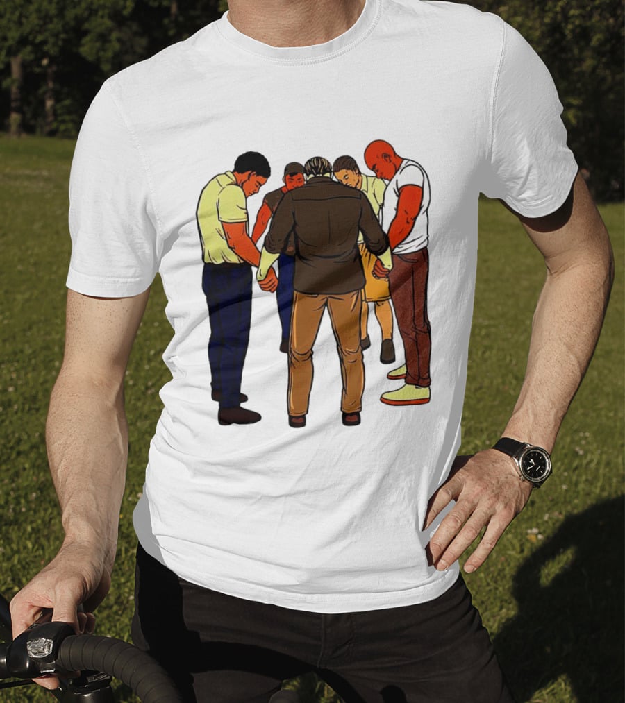 Black Men Praying In Circle Together T-Shirt