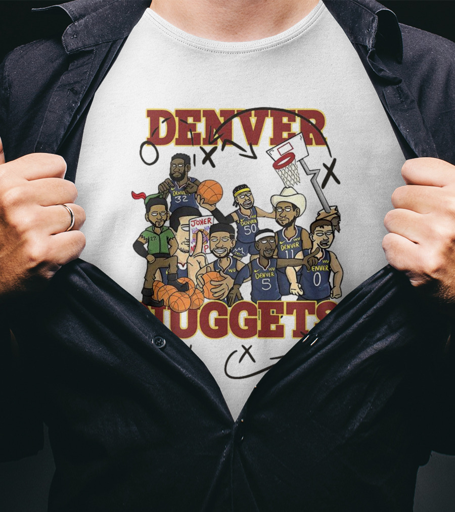 Denver Nuggets Cartoon Players Jokic Basketball Team T-Shirt