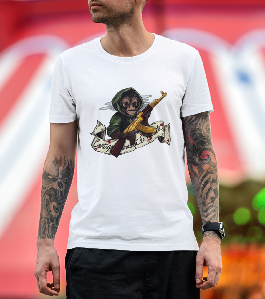 El Changuito Contigo Hasta La Muerte Monkey With AK-47 T-Shirt