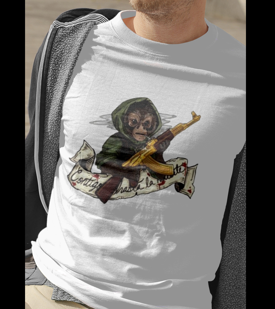 El Changuito Contigo Hasta La Muerte Monkey With AK-47 T-Shirt