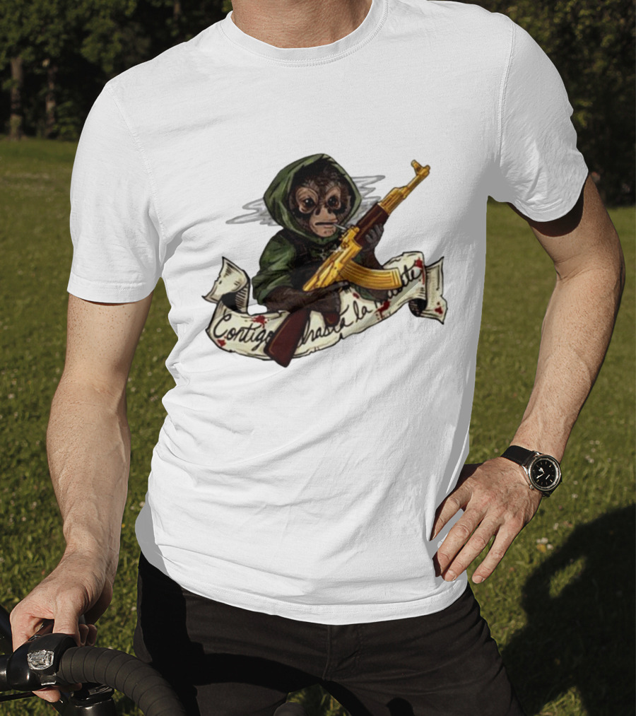 El Changuito Contigo Hasta La Muerte Monkey With AK-47 T-Shirt