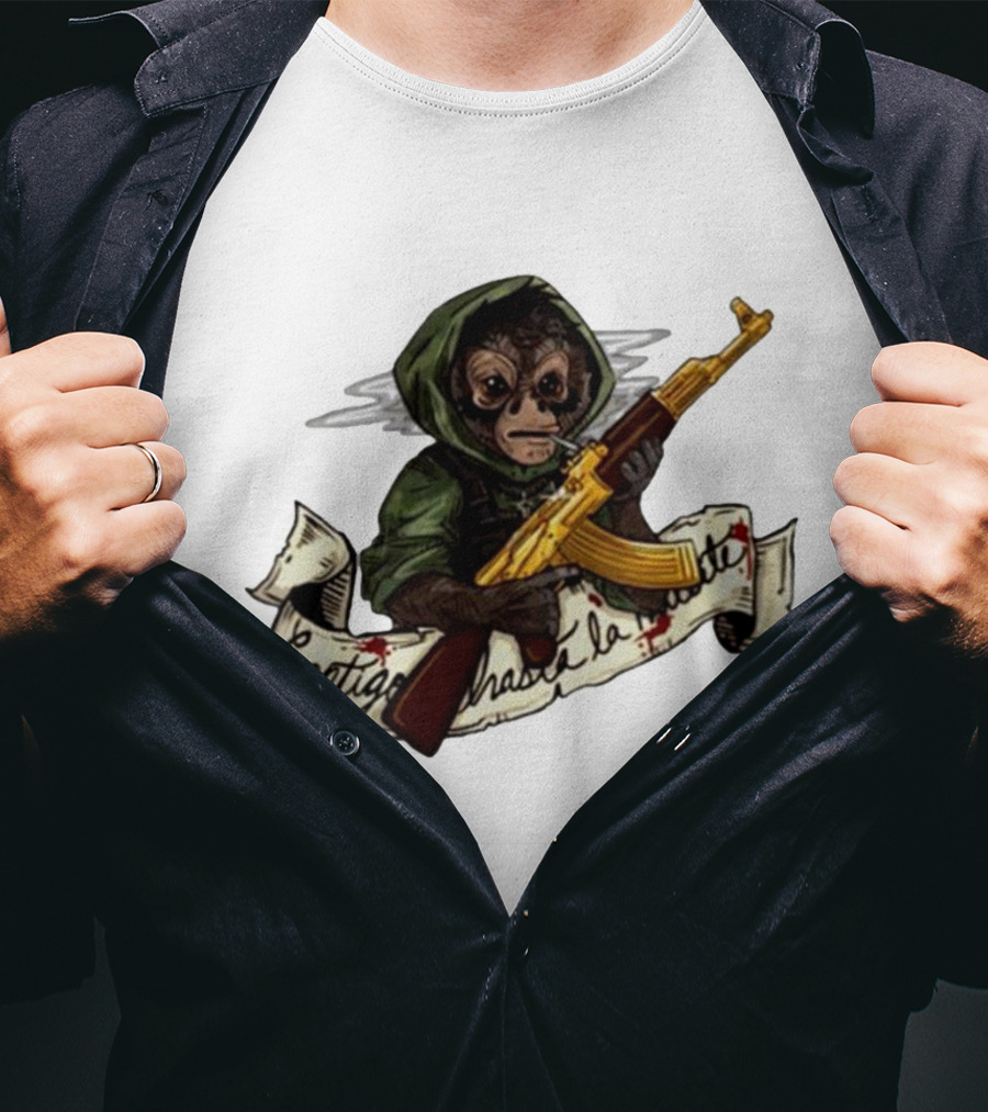 El Changuito Contigo Hasta La Muerte Monkey With AK-47 T-Shirt
