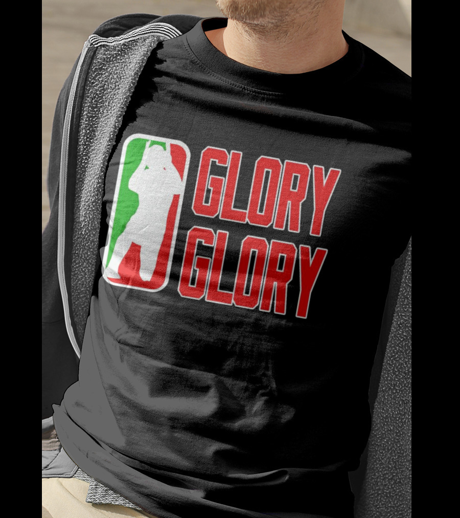 GLORY GLORY Soccer Trophy Celebration Silhouette Mexican Flag Colors T-Shirt