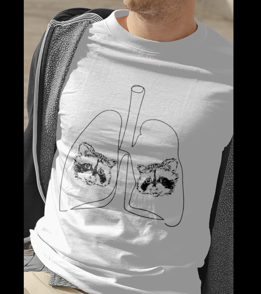 Happy Raccoon Club My Lungs Raccoon Lung Sketch T-Shirt