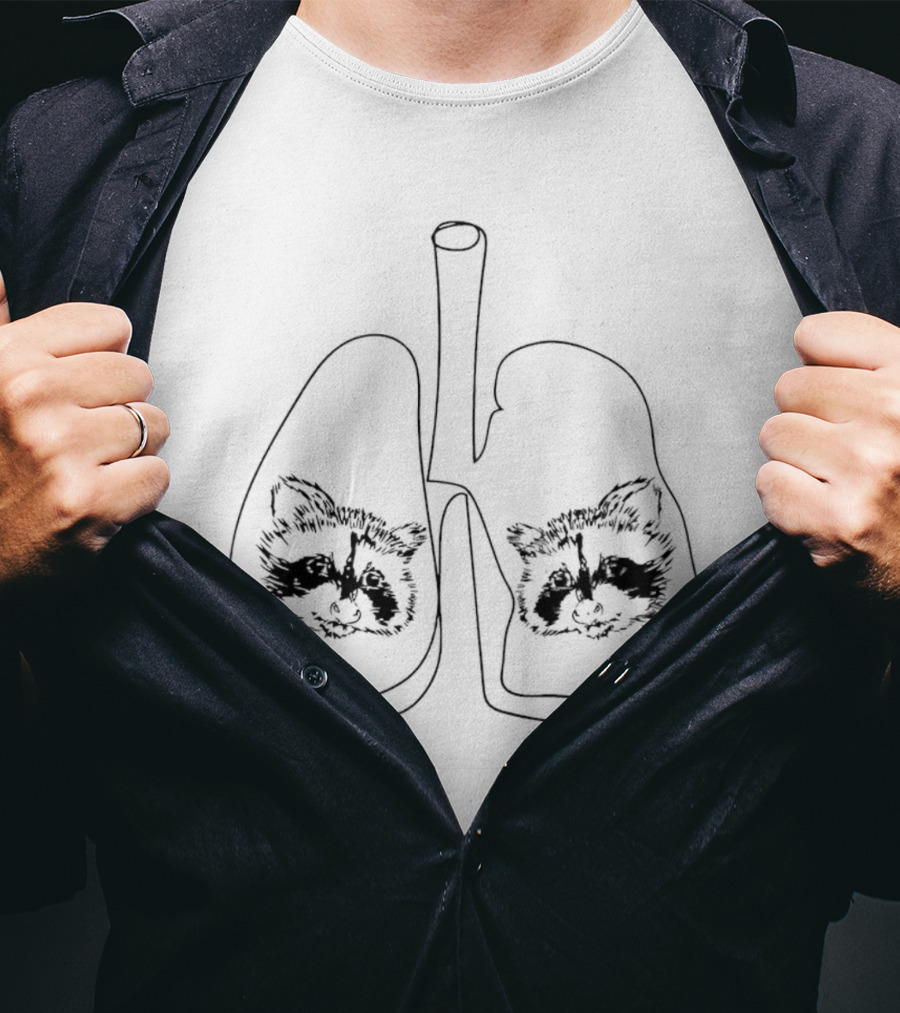 Happy Raccoon Club My Lungs Raccoon Lung Sketch T-Shirt