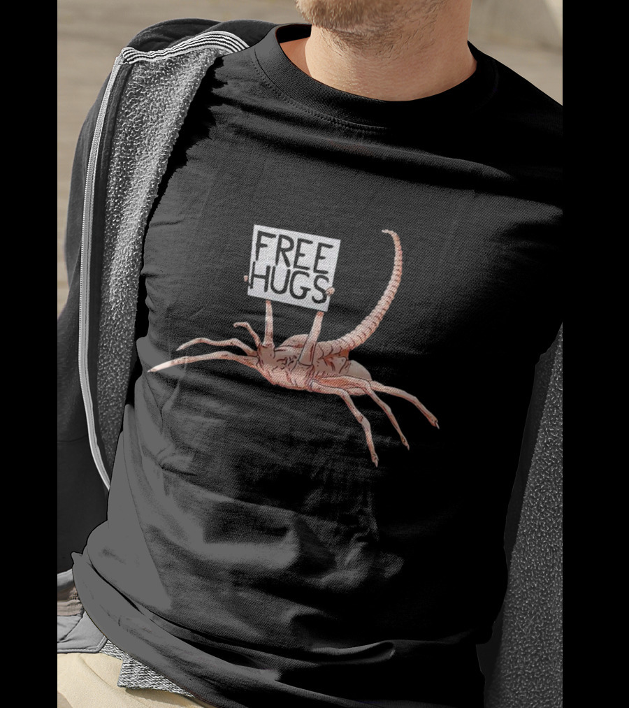 Free Hugs Alien Parody Facehugger Creature T-Shirt