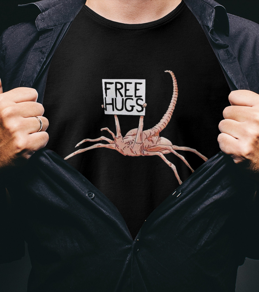 Free Hugs Alien Parody Facehugger Creature T-Shirt