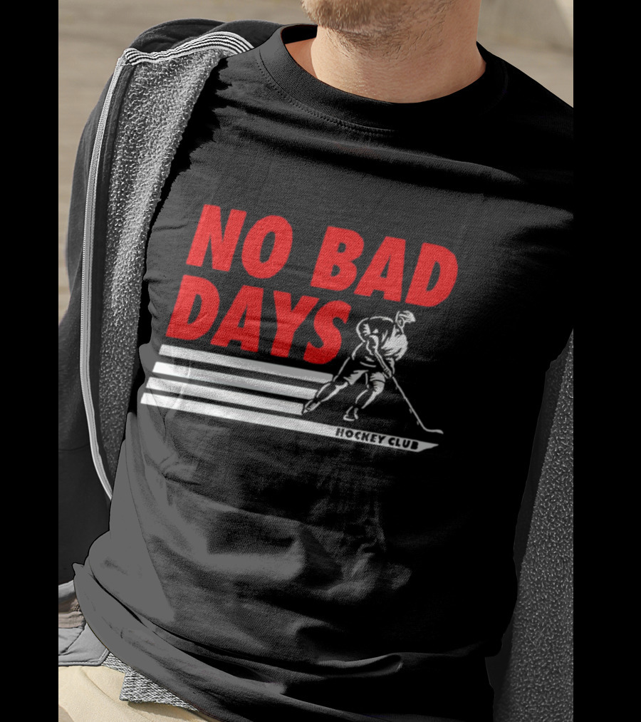 No Bad Days Hockey Club Skater Stripe Motif T-Shirt