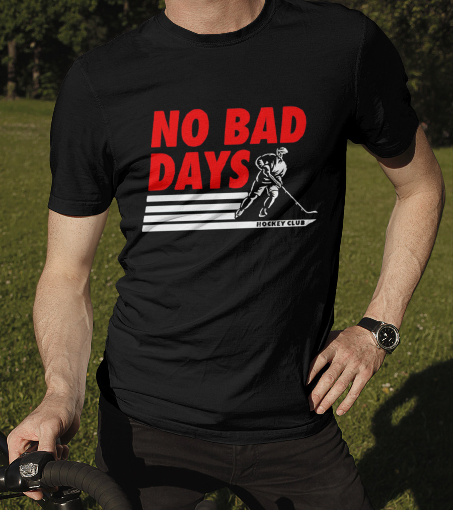 No Bad Days Hockey Club Skater Stripe Motif T-Shirt