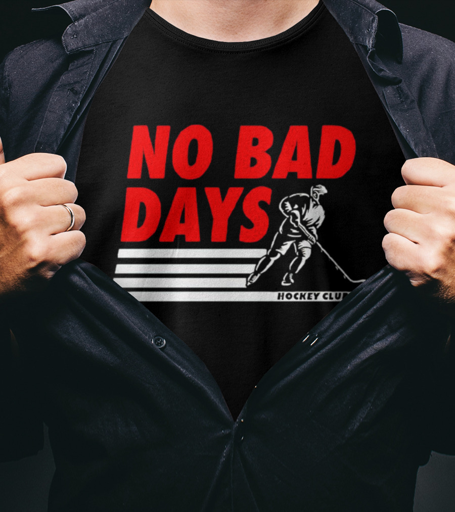 No Bad Days Hockey Club Skater Stripe Motif T-Shirt