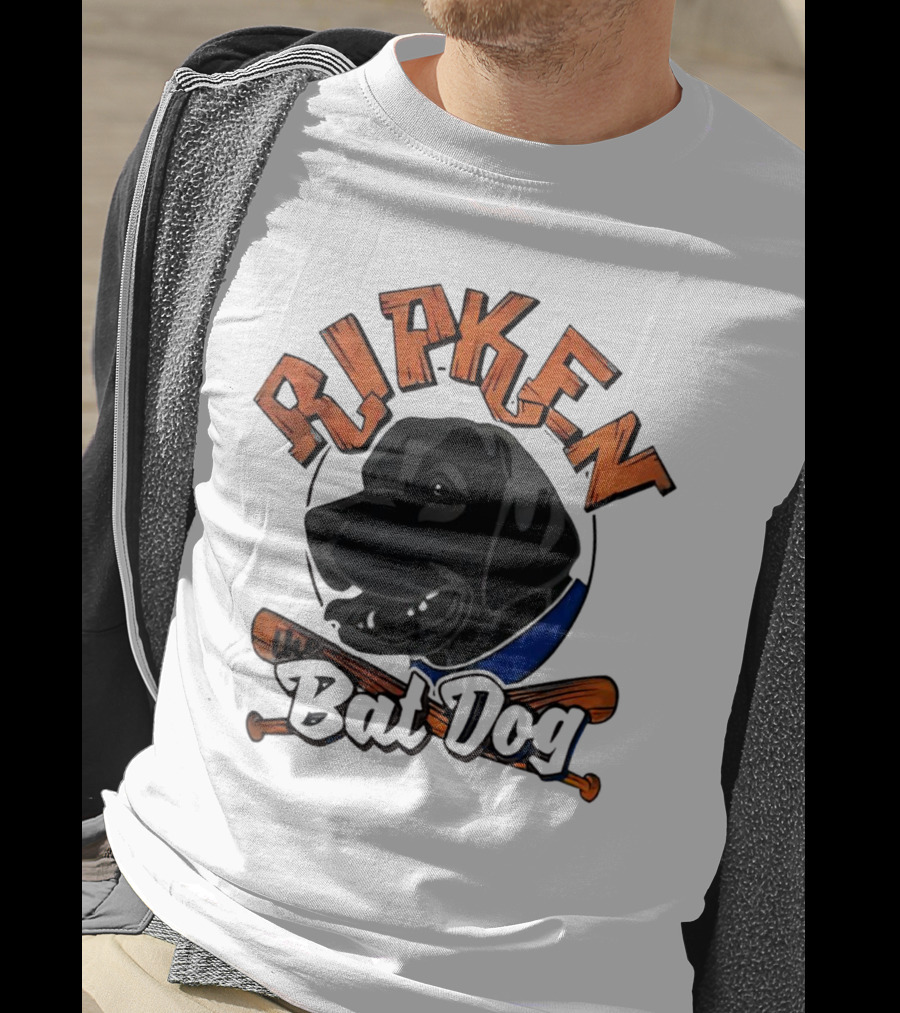 Ripken Bat Dog Baseball Themed Canine Mascot T-Shirt