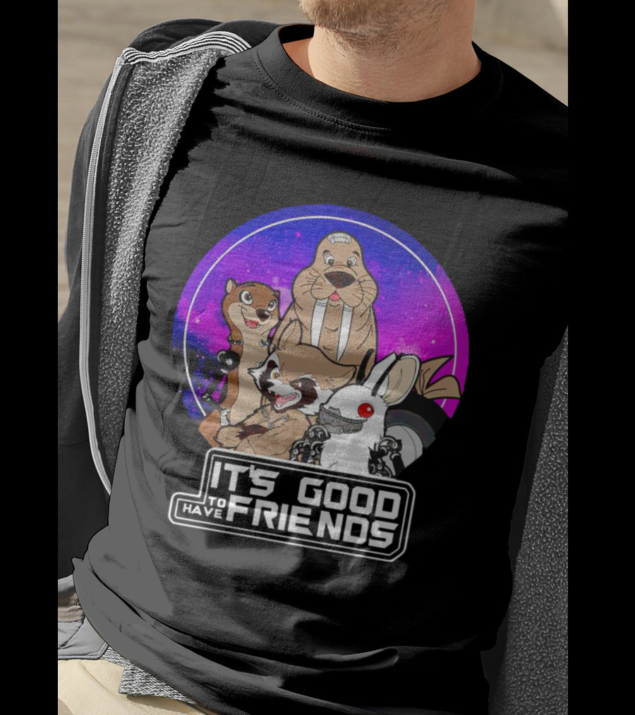 It's Good To Have Friends Rocket Rabbit Space Circle T-Shirt