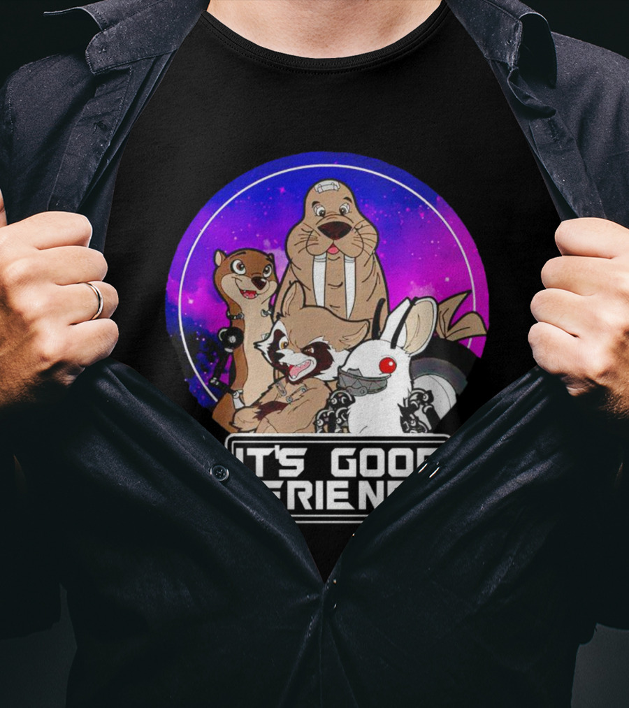 It's Good To Have Friends Rocket Rabbit Space Circle T-Shirt