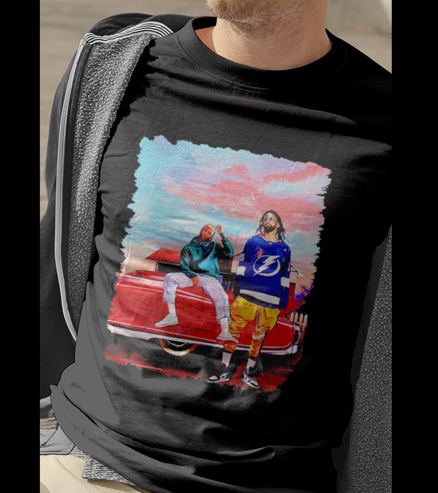 J Cole And Kendrick Lamar Concert With Retro Car And Tampa Bay Lightning Jersey T-Shirt