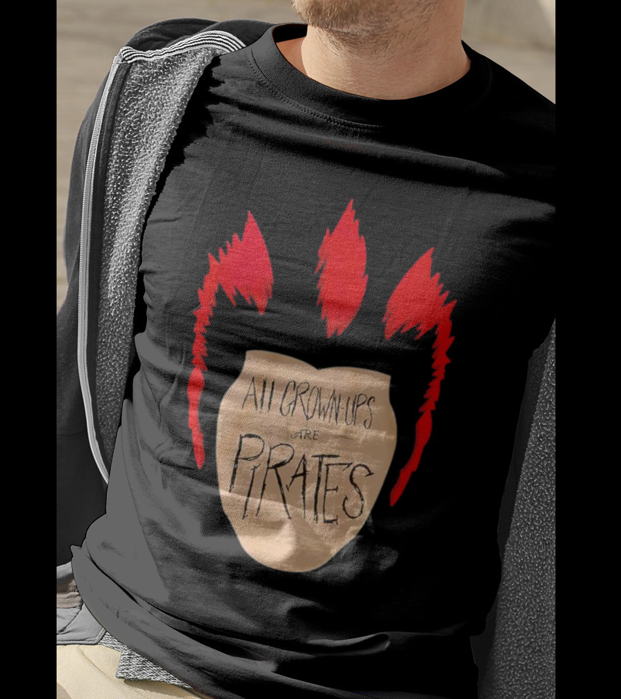 All Grown Ups Are Pirates Red Hair Patch T-Shirt