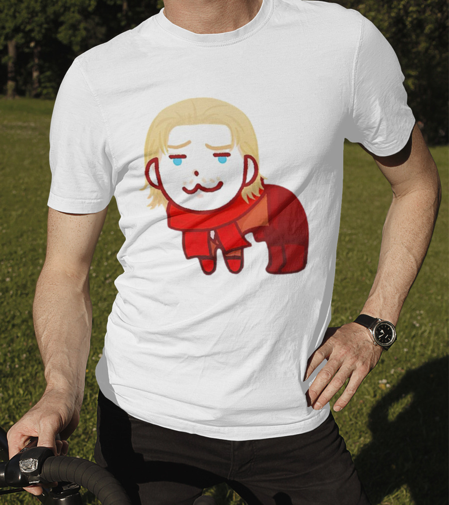 Ocelot Creature Blonde Character In Red Scarf And Outift T-Shirt