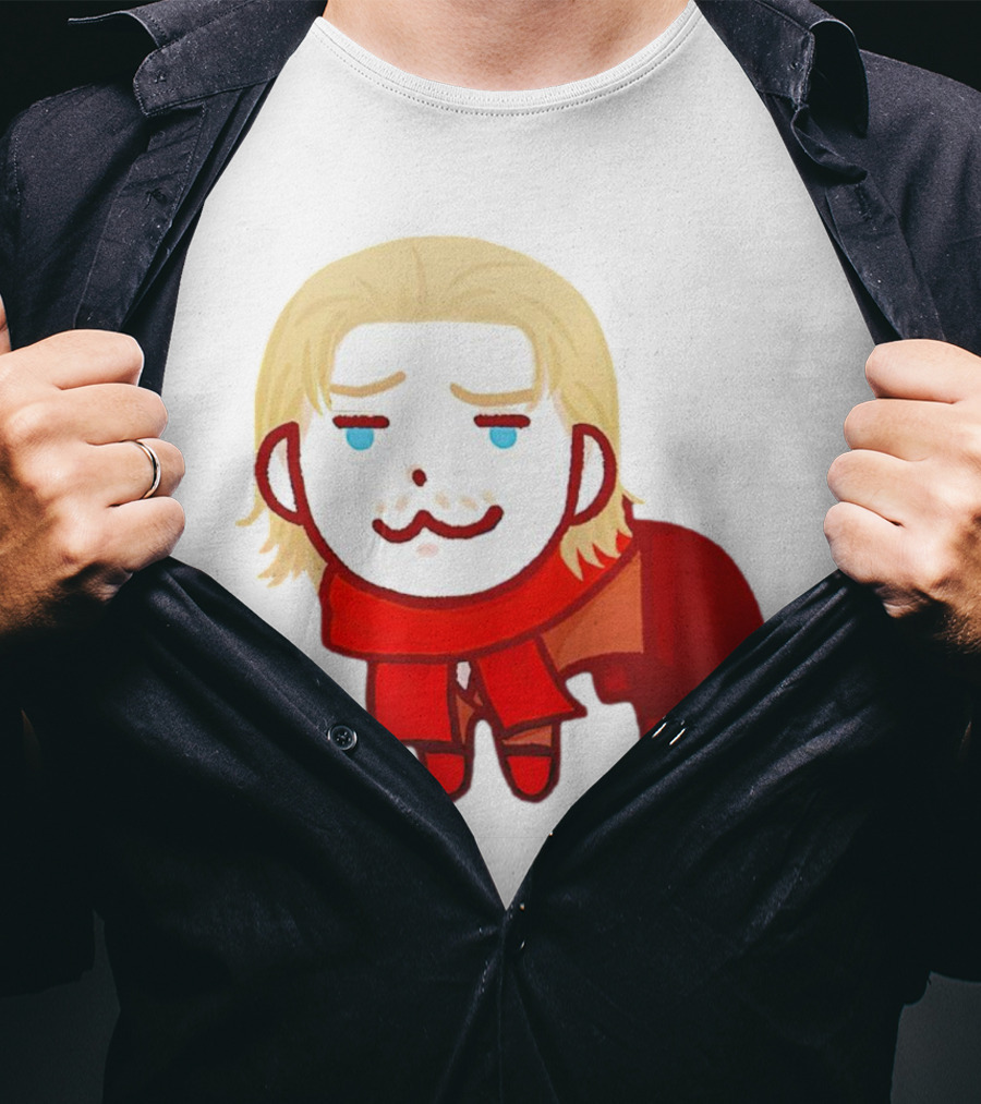 Ocelot Creature Blonde Character In Red Scarf And Outift T-Shirt