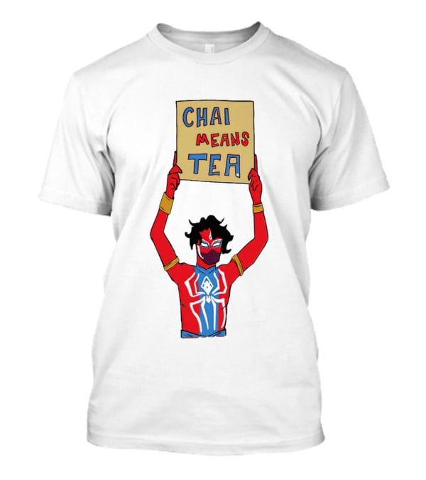 CHAI MEANS TEA Red And Blue Superhero T-Shirt