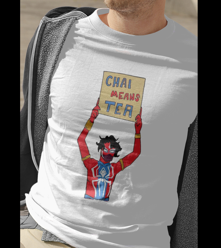 CHAI MEANS TEA Red And Blue Superhero T-Shirt