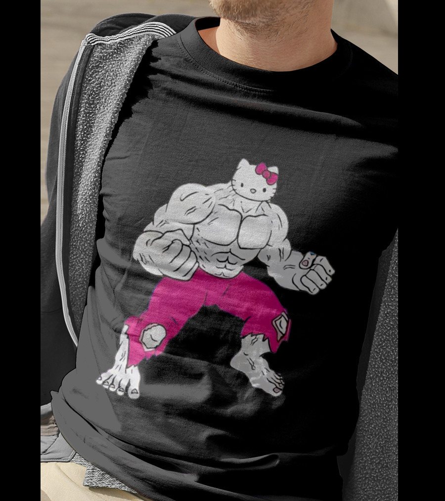 Hello Kitty Meets Hulk Crossover Mashup T-Shirt