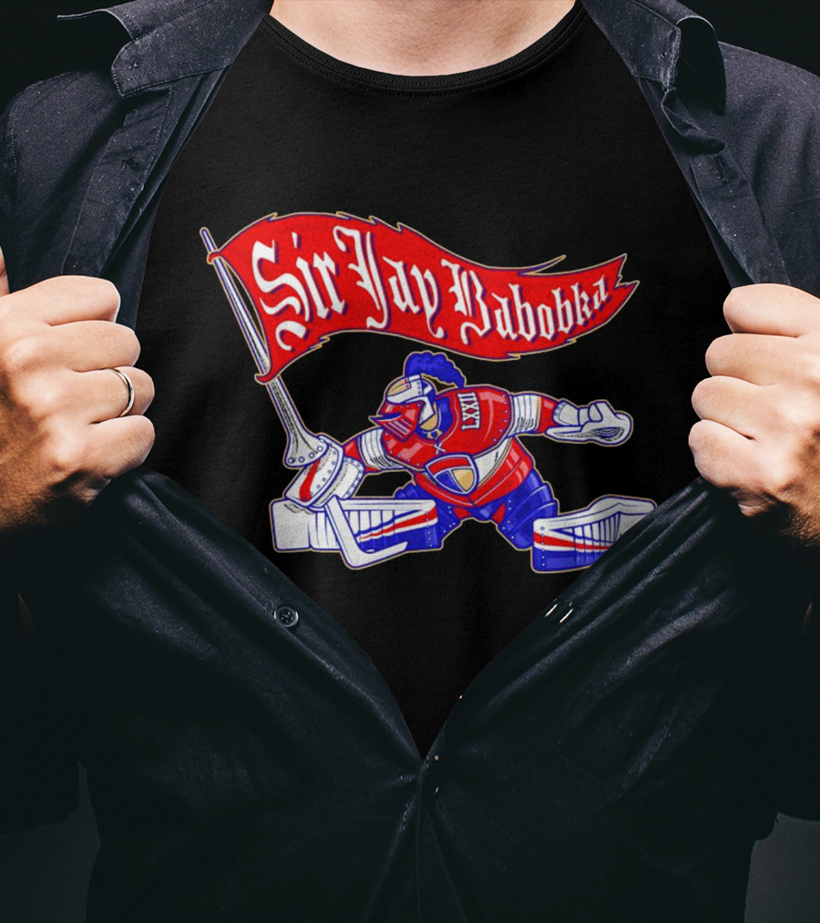 Sir Jay Babobka Hockey Knight With Red Banner T-Shirt