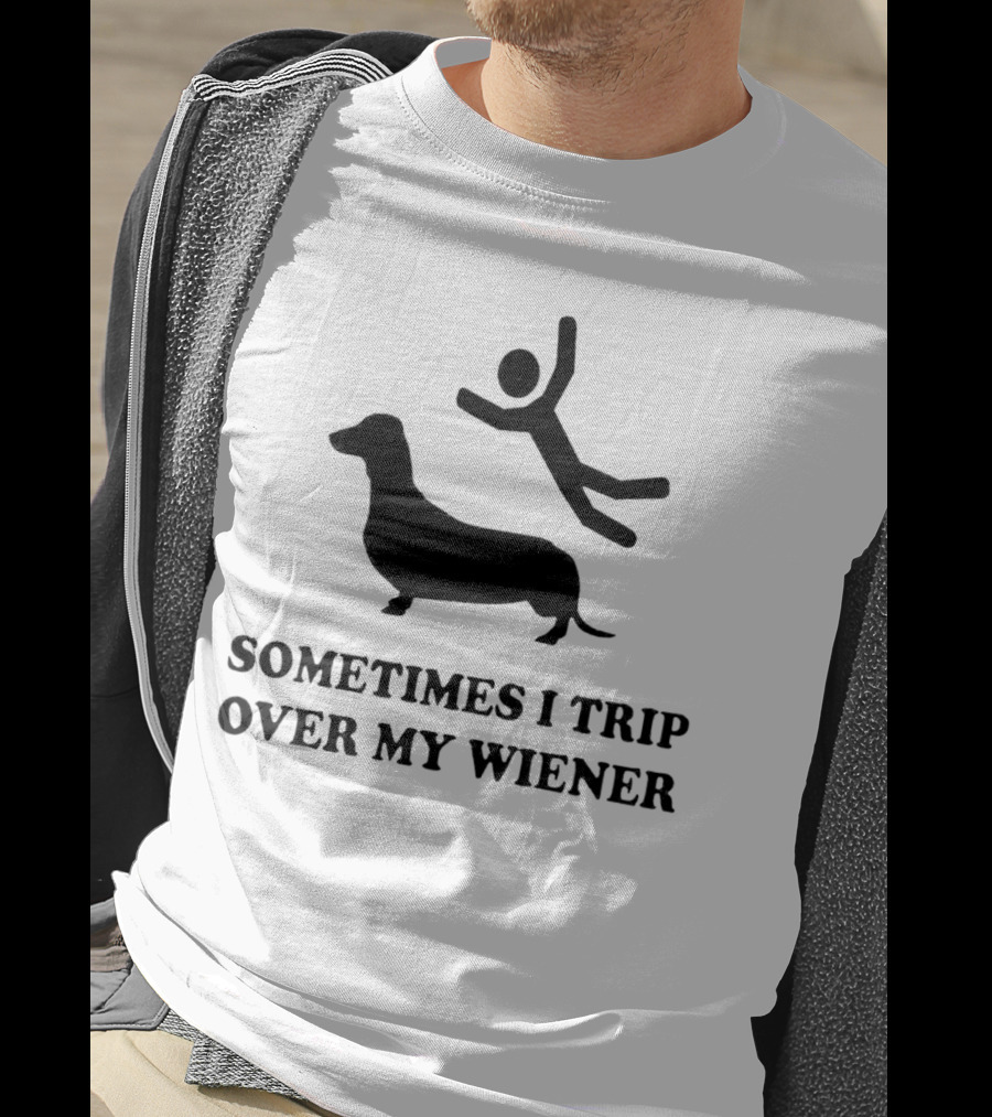 Sometimes I Trip Over My Wiener Dachshund Silhouette Tripping Stick Figure T-Shirt
